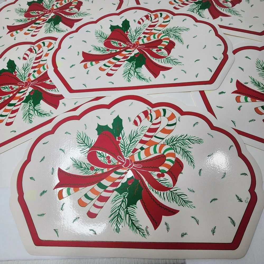 Town & Country Vinyl 1980s Christmas Table Placemats 6- 18